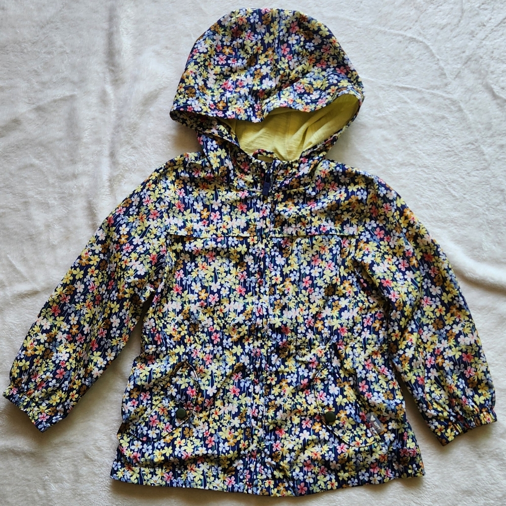 LIKE NEW Zara Yellow, Pink, & Blue Floral Raincoat with Hood